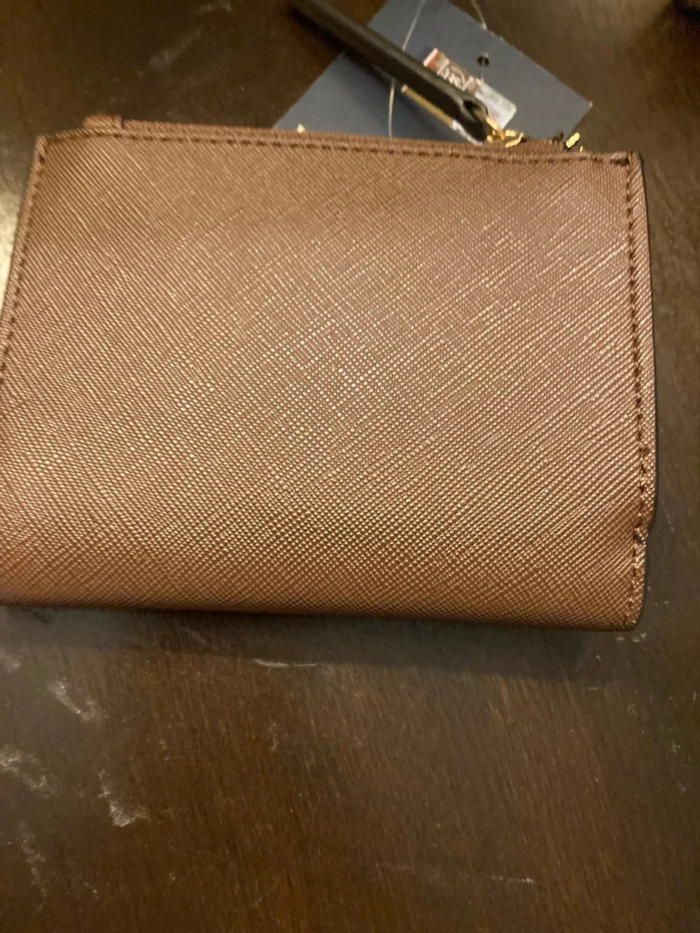 U.S. Polo Assn. Brown Leather Zip Wallet with Gold Logo